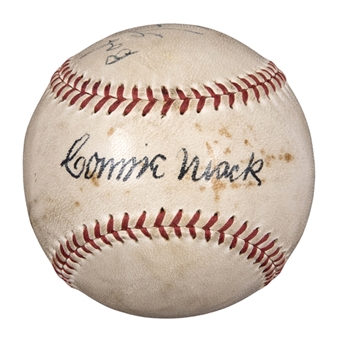 Connie Mack, Bob Johnson & George Cohan Multi-Signed Baseball (JSA)